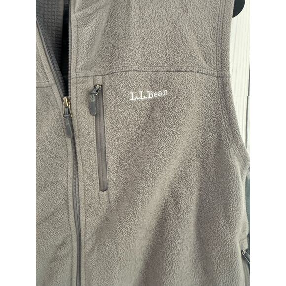 LL Bean Polartec Vest Men’s Large Gray Fleece Full Zip Pockets Outdoor Large - Picture 3 of 6